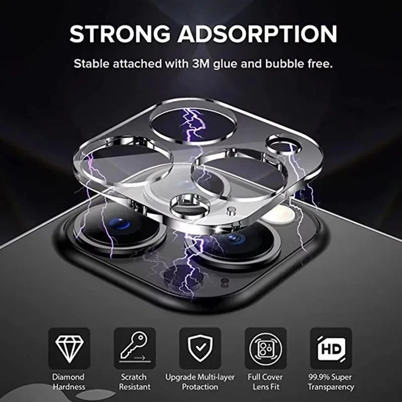 Protecteur d'objectif de caméra en verre, 3 pièces, pour iPhone 15 14 13 11 12 16 Pro Max – Film de protection en verre pour iPhone 13 Mini 15 16 Plus