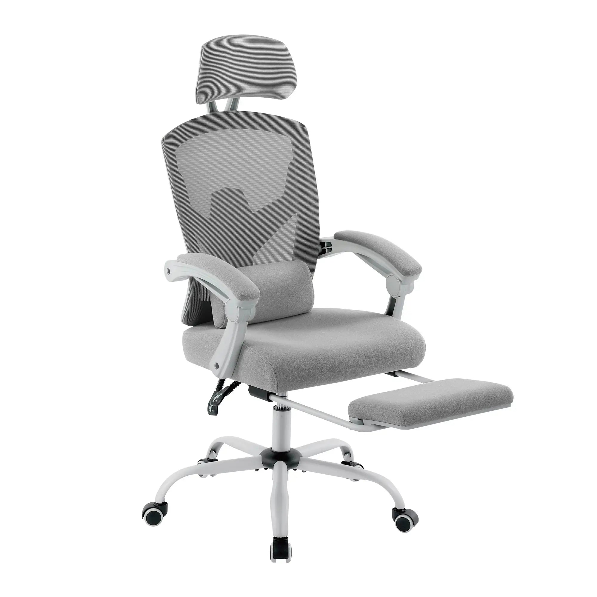 Fauteuil de bureau ergonomique JHK inclinable à dossier haut en maille pour salon, bureau d'ordinateur, pivotant, roulant, avec coussin de soutien lombaire