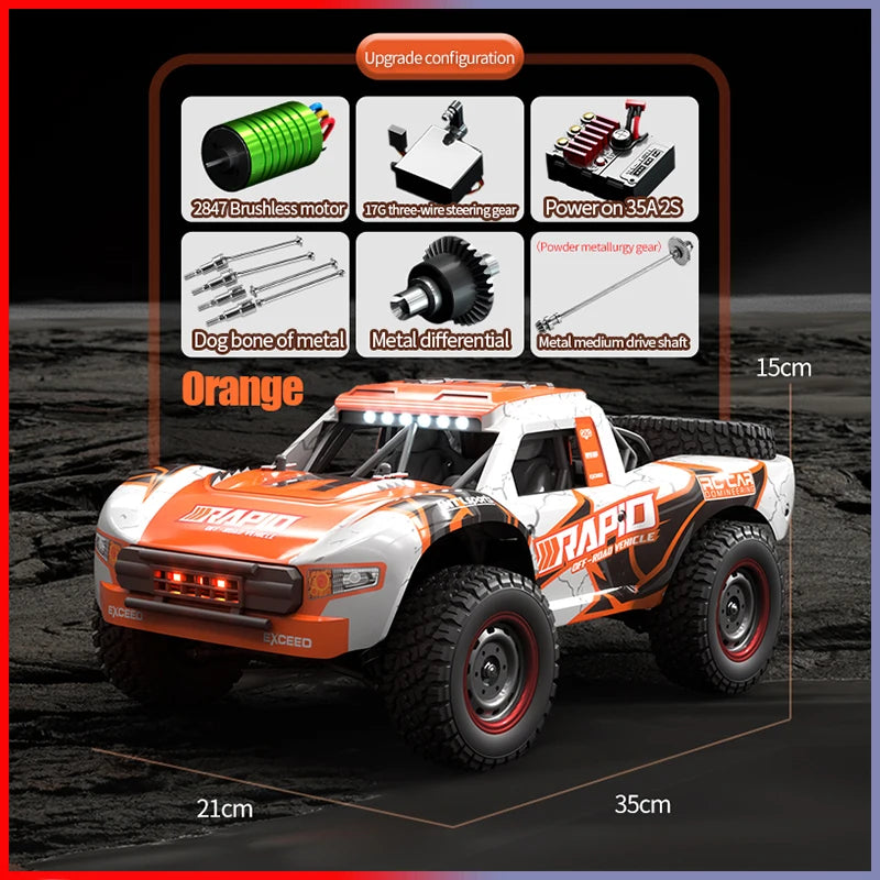 Voiture Rc tout-terrain 4x4, 50 km/h ou 75 km/h, moteur sans balais à grande vitesse, Monster Truck 1/16, voitures de course dans le désert/neige, jouets pour garçons