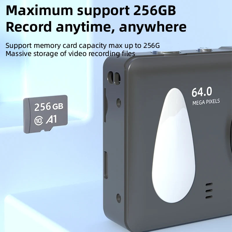 Appareil photo numérique 4K JETO, Compact 64MP avec Zoom 18X et écran IPS 2,4 pouces pour Vlogging et photographie