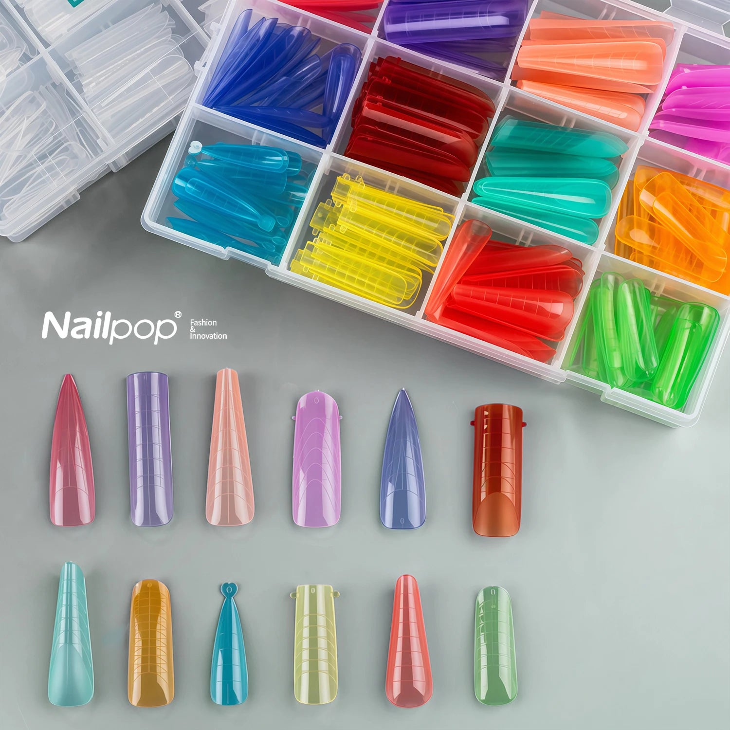 Moules réutilisables à double forme pour ongles, 75/150/288/360 pièces, avec échelle, différentes tailles et formes, kit DIY Nail Art