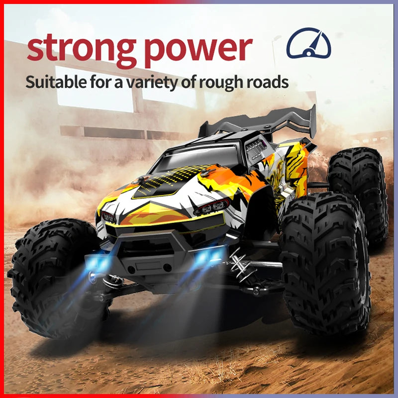 Monster Truck-Voiture tout-terrain télécommandée pour garçons, voiture 4x4, haute vitesse, 75km, h, lumière de LED, sans balais, versi1/16, RC