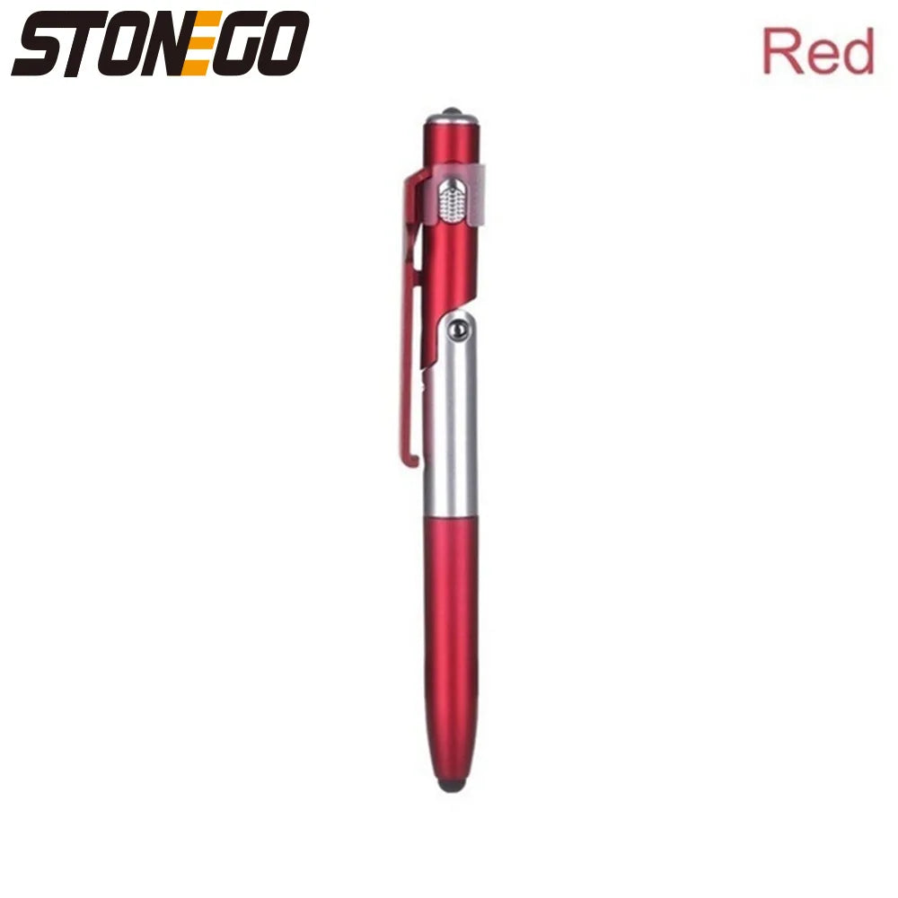 Stylo Bille 4-en-1 Pliable avec Stylet Tactile STONEGO, Lampe LED et Support pour Smartphone/Tablette