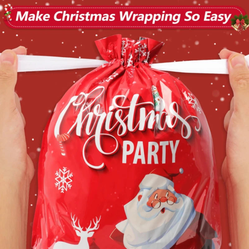 5/10 pièces emballage cadeau de noël sac à cordon joyeux noël père noël cadeaux sac Extra grande taille biscuits bonbons sacs Navidad