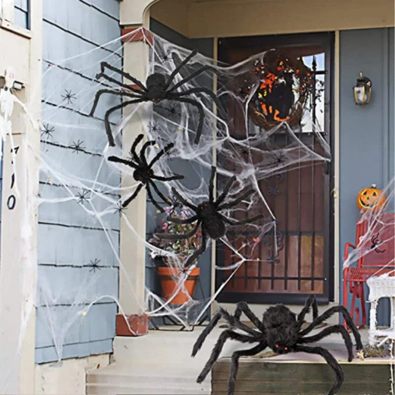 Peluche Araignée Noire Surdimensionnée – Décoration Halloween 30–90 cm