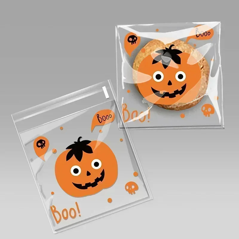 Sacs Cadeau Auto-Adhésifs 10x10 cm – Bonbons, Friandises Halloween – Lot de 50/100 pièces