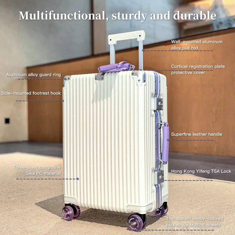 Valise à main Sushimu 20 pouces – Étui en cuir, trolley avec petite serrure à combinaison