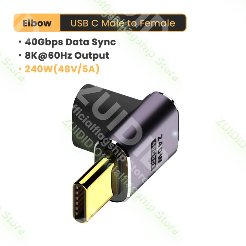 Adaptateur OTG PD240W USB4.0 40Gbps Thunderbolt3 OTG adaptateur 8K @ 60Hz USB C à Type C 48V @ 5A convertisseur de charge rapide adaptateur de données pour Macbook
