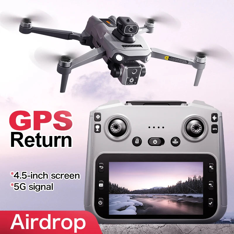 2025 K19Max GPS Retour Drone 5G – 8K HD Double Caméra, Écran Omnidirectionnel, Évitement d’Obstacles, Drone RC