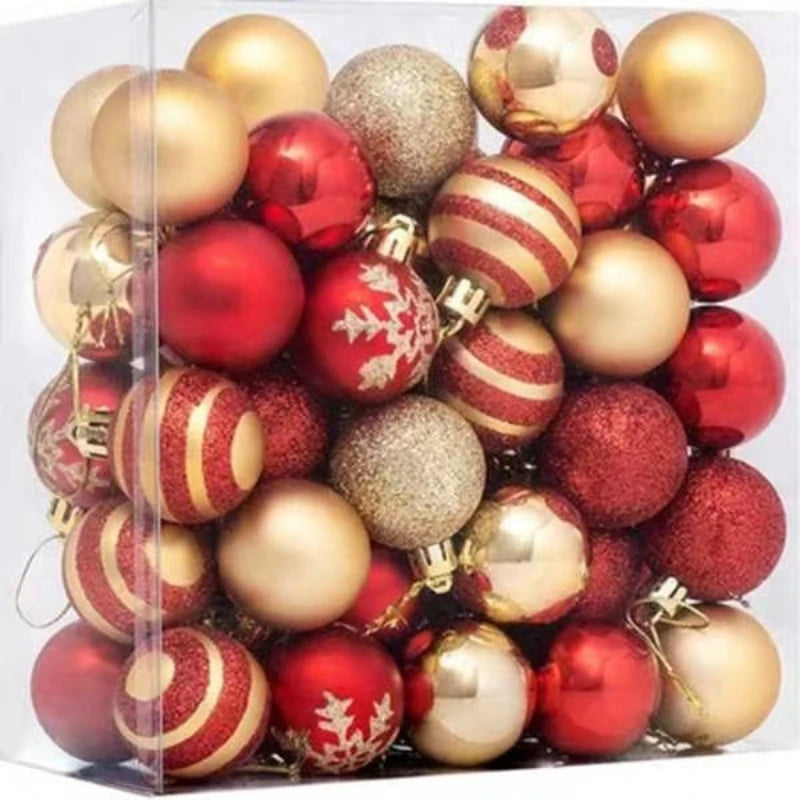 Boules de Noël rouges et dorées – Lot de 50 pièces, 4 cm, ornements peints pour sapin, décorations de fête et Nouvel An