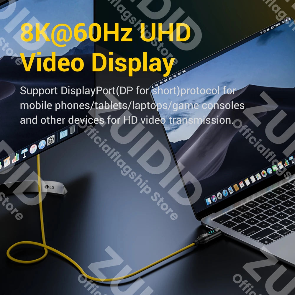 100-W-5-A-USB-C-Kabel mit LED-Anzeige, USB 3.2 10 Gbit/s USB-C auf Thunderbolt 3-Kabel (Typ C) für iPhone 15 Pro, MacBook Pro, Samsung, Xiaomi, 2 m