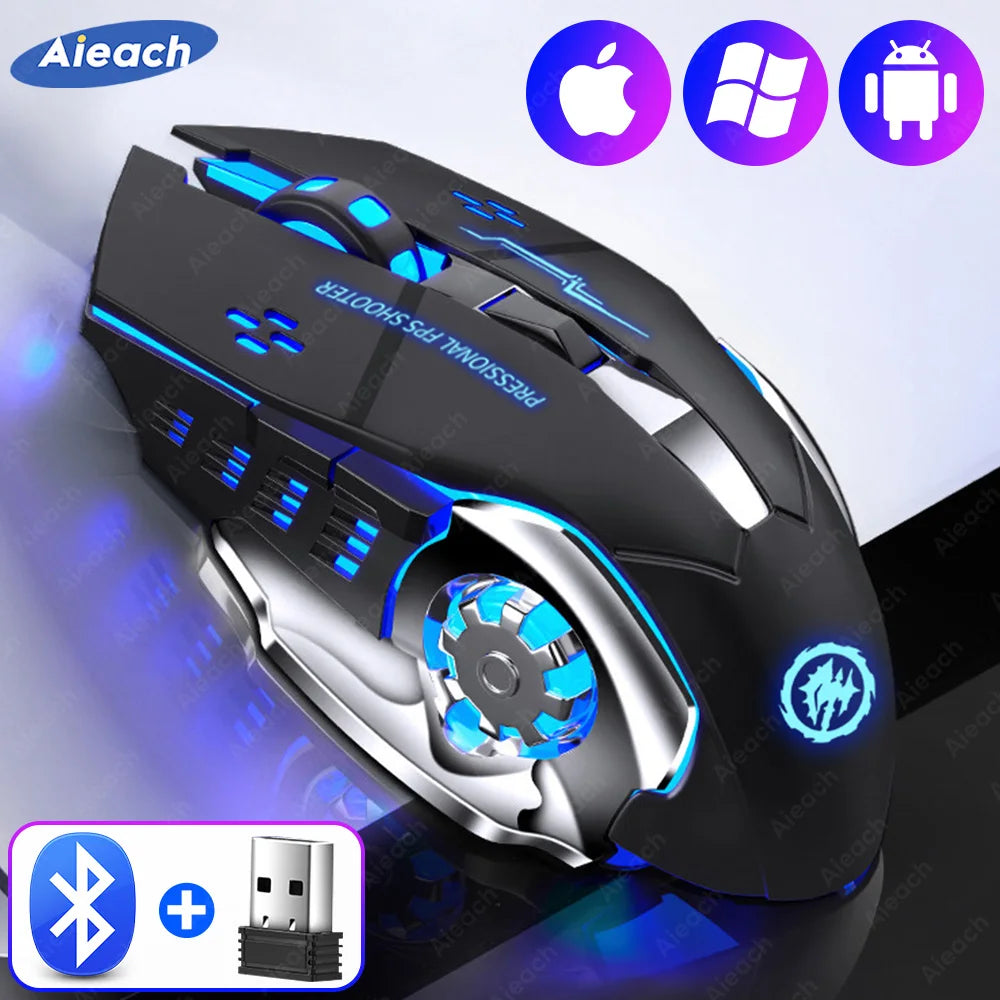 Souris de jeu sans fil Bluetooth, USB, mécanique, E-Sports, rétroéclairage, PC Gamer, ordinateur