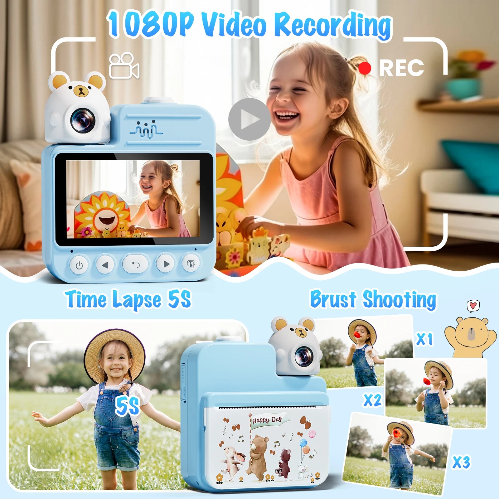 Appareil photo à impression instantanée pour enfants, appareil photo numérique pour enfants
