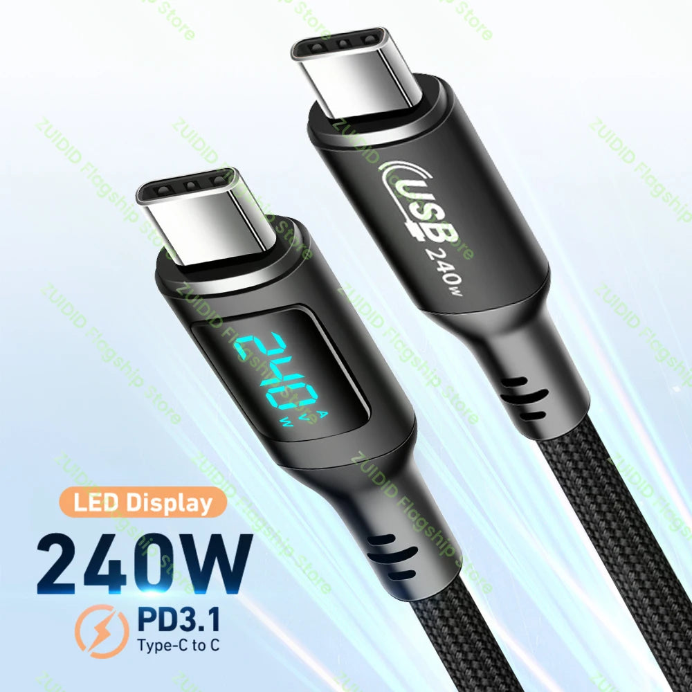 Câble PD240W USB C vers USB C pour iPhone 15 Pro 5A, charge rapide, cordon de données pour affichage numérique de Type C, pour MacBook Pro Xiaomi Samsung