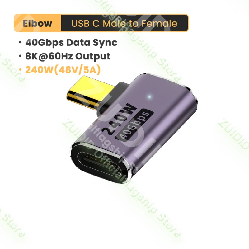 Adaptateur OTG PD240W USB4.0 40Gbps Thunderbolt3 OTG adaptateur 8K @ 60Hz USB C à Type C 48V @ 5A convertisseur de charge rapide adaptateur de données pour Macbook
