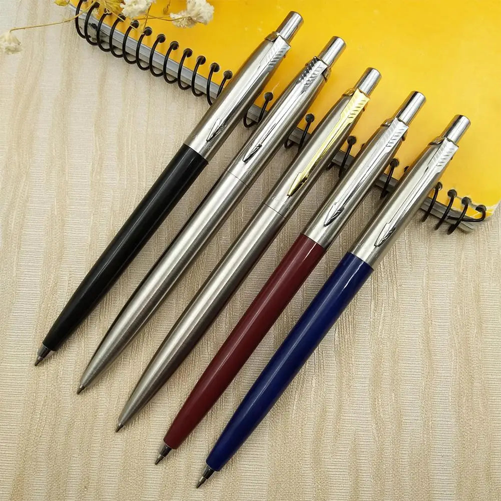 Stylo à bille en métal de style presse commerciale, stylos cadeaux commerciaux pour l'école, le bureau, noyau à base de solvant, stylo à bille automatique, encre noire