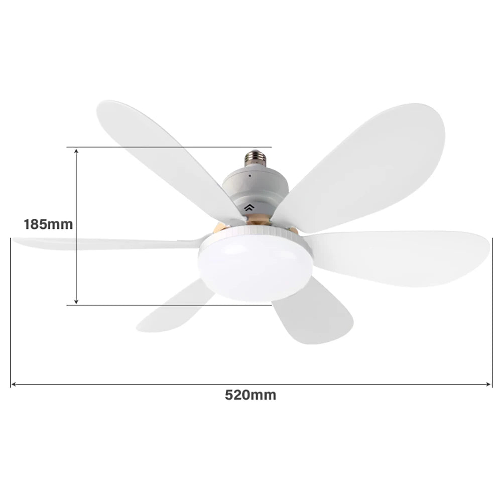 Ventilateur de plafond LED 40W avec télécommande – Douille E27, intensité réglable, (85-265V)