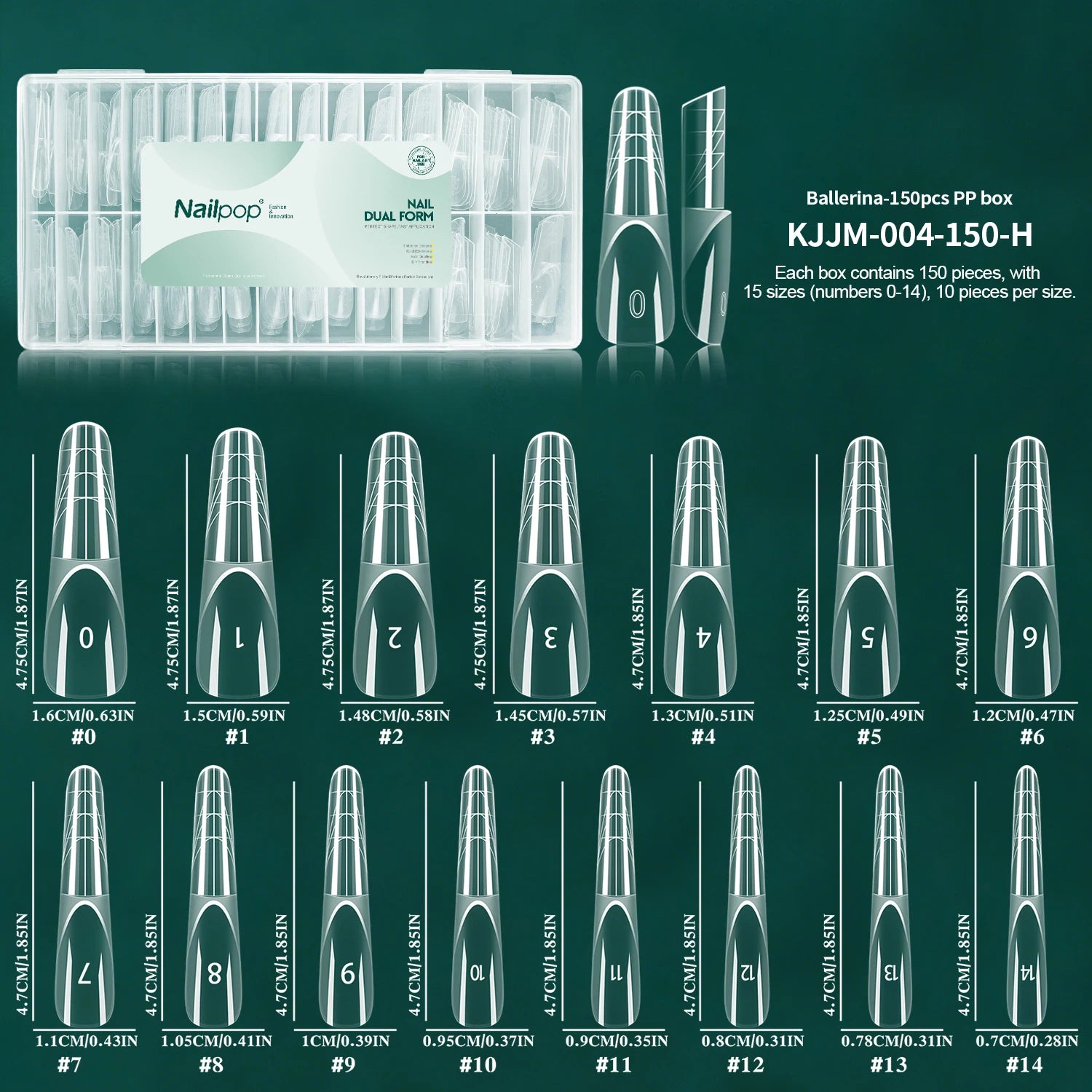 Moules à Ongles Réutilisables pour Nail Art - Nailpop Space French Dual Forms – 15 Tailles, Gel et Extensions, 30/60/75/150 pièces