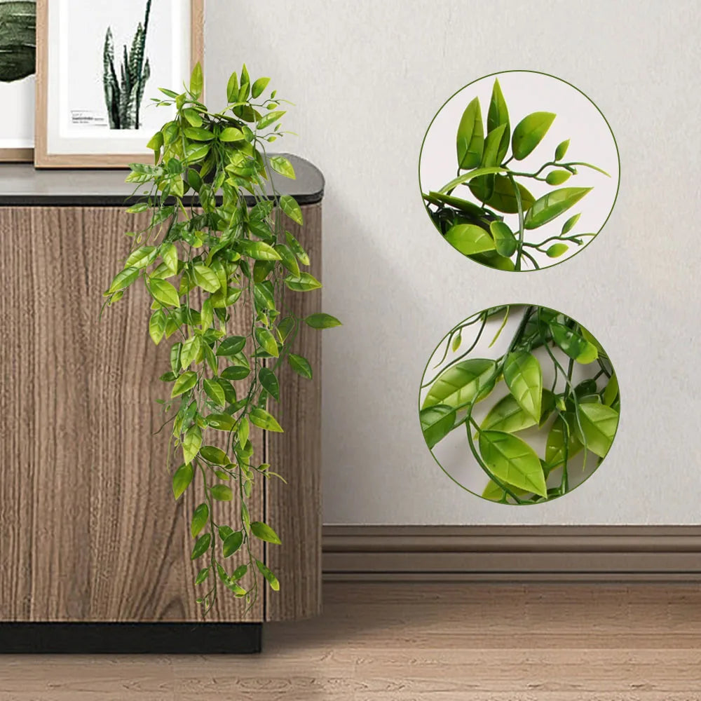 Plantes vertes artificielles sans pot, plantes de vigne, fausse plante verte, accessoires pour la maison, décoration de jardin, intérieur/extérieur.