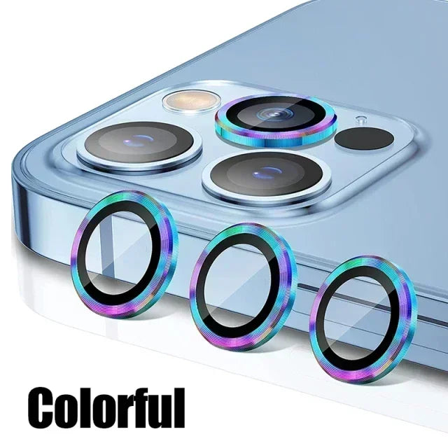 Verre de protection d'objectif en métal, 3 pièces, pour iPhone 13 12 11 15 16 17Pro Max Mini, Film de protection d'objectif de caméra arrière pour iPhone 16 15 Plus
