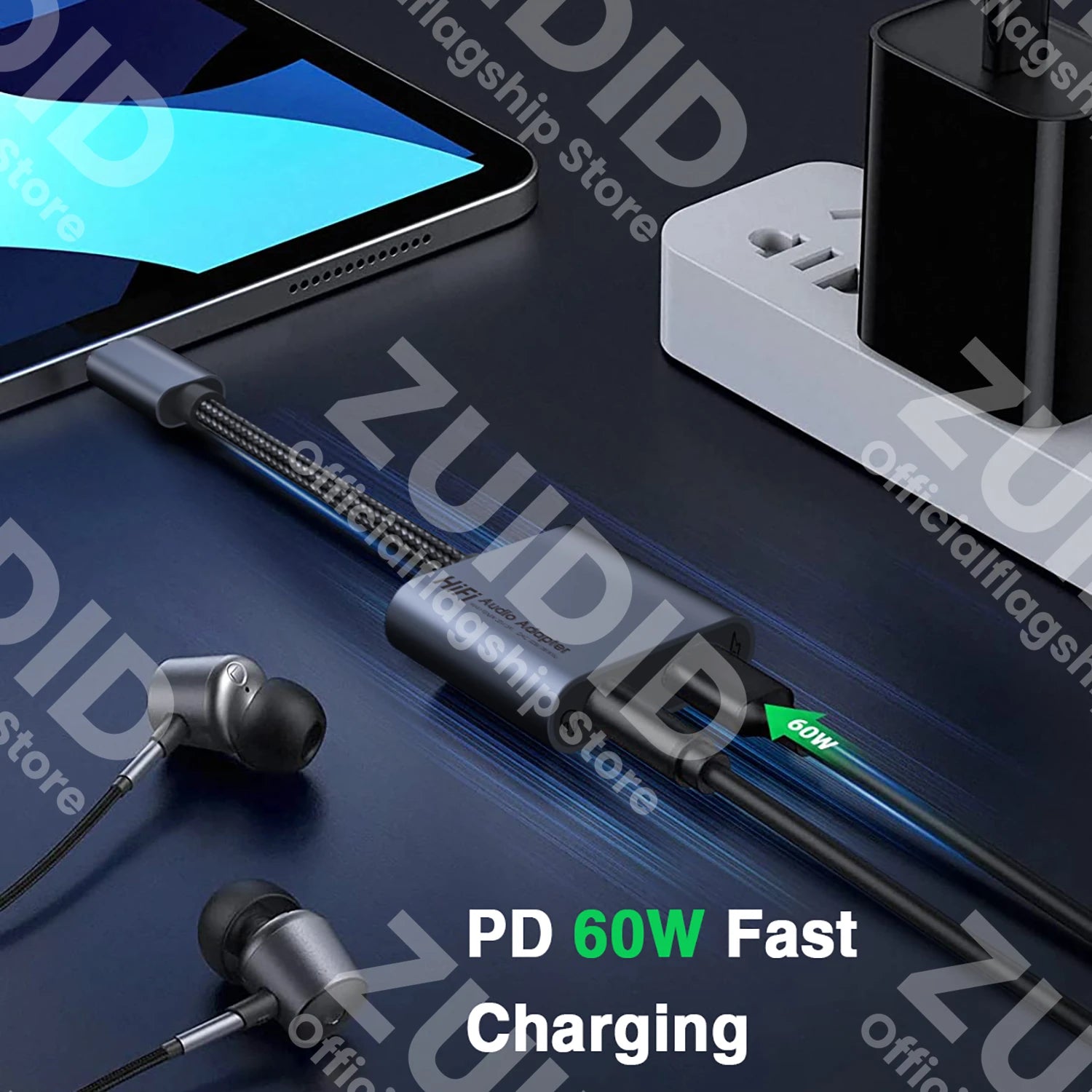 Adaptateur Audio Aux 2 en 1 USB C à 3.5mm/Type C PD60W, charge rapide 32 bits/384KHz DAC, convertisseur de casque Audio Aux pour iPad Samsung