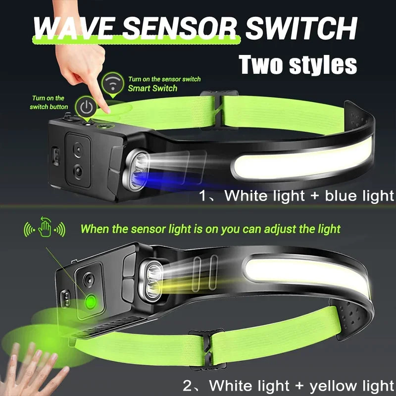 Lampe de poche à induction aste avec détecteur de mouvement, lampe frontale super lumineuse, lampe de poche de camping injuste