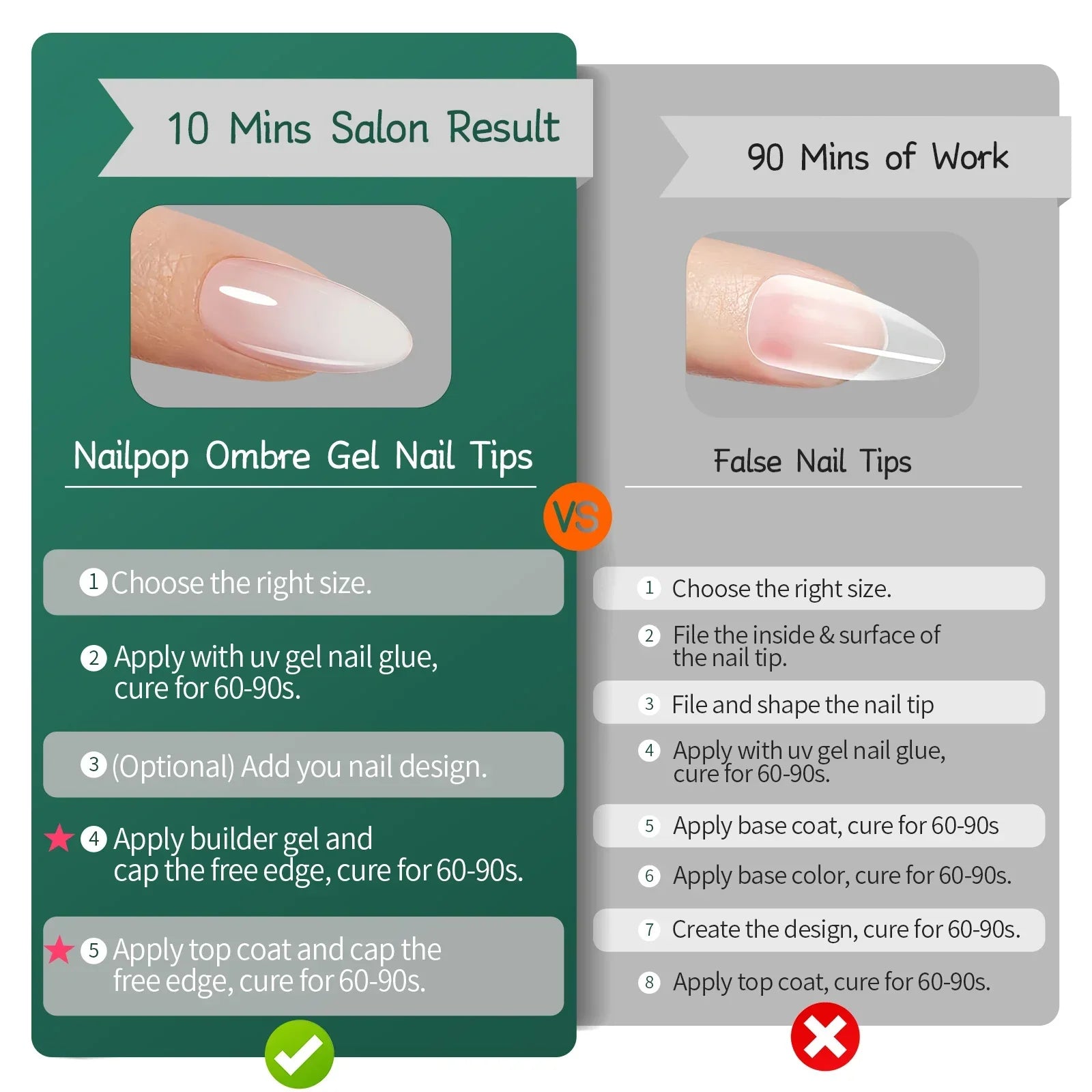 Pointes d’ongles Ombre Amande, 150 pièces