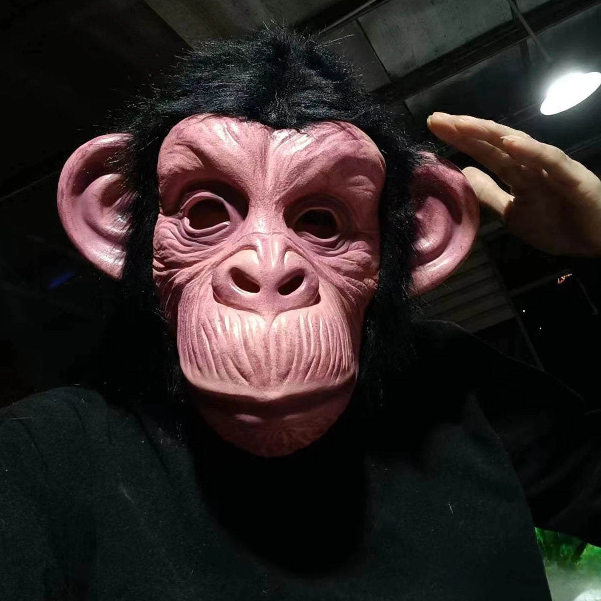 Masque gorille en caoutchouc pour cheveux noirs, couvre-chef de singe en Latex pour Halloween, Cosplay, accessoire Animal de singe drôle