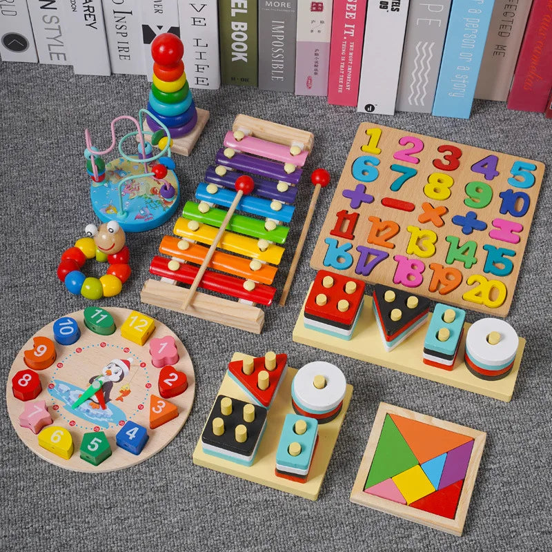 Jouets 3D Montessori en Bois colorés pour Bébé pour Enfant Cadeau de Noël