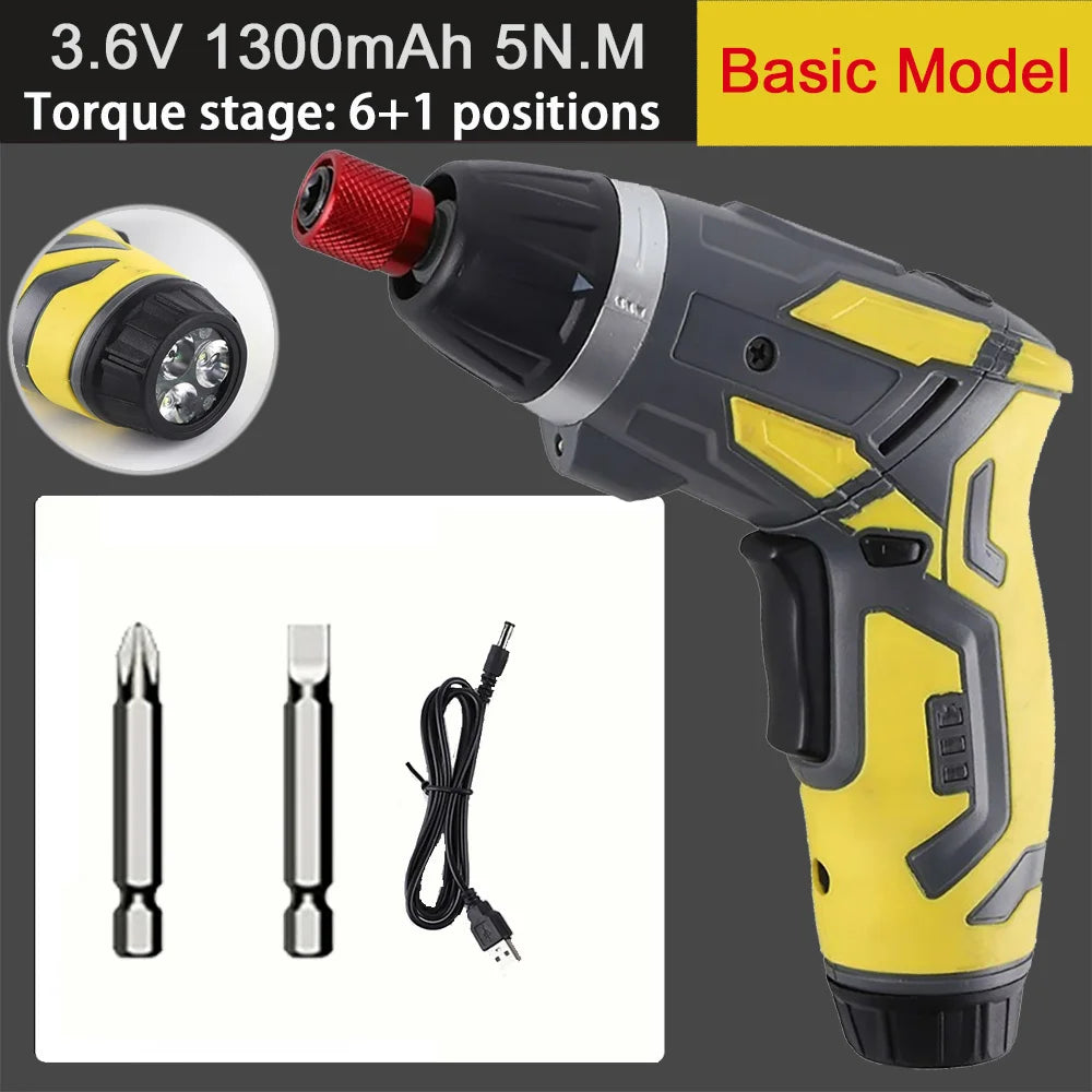 Tournevis électrique portable – Petit et puissant, rechargeable 4,2V 6Nm, 250 tr/min, kit complet