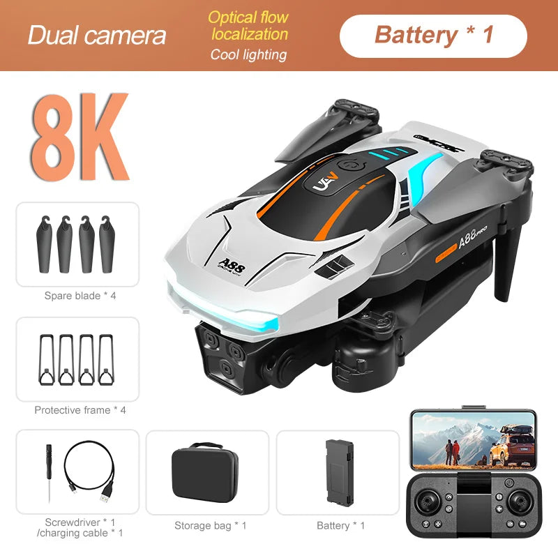 Drone 8K HD Professionnel Xiaomi Mijia A88, Caméra à Flux Optique, Évitement d’Obstacles, Moteur Sans Balais, Quadcopter Pliable RC