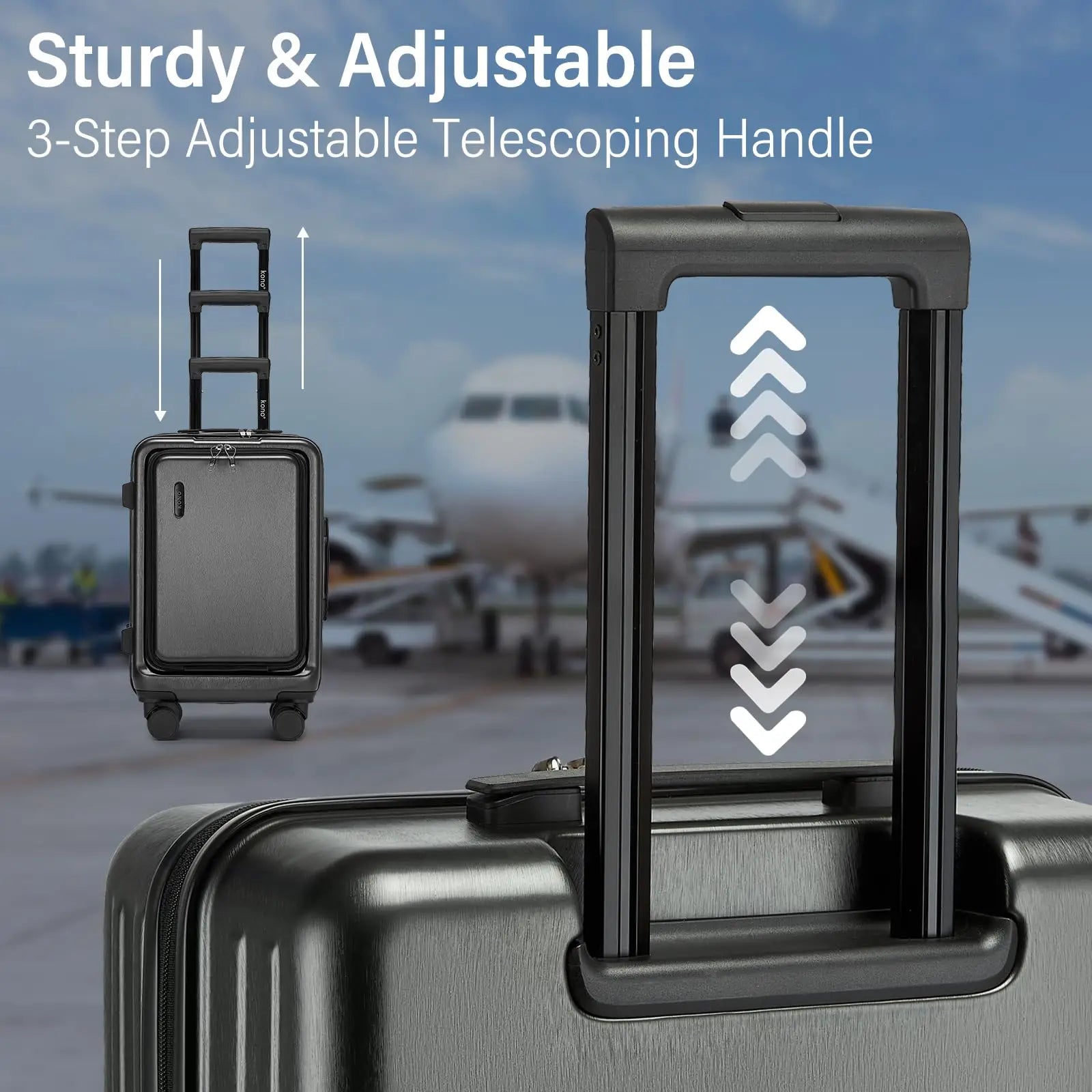 Ensemble de valises rigides ABS + PC KONO – serrure TSA, 4 roues 360°, cabine et soute