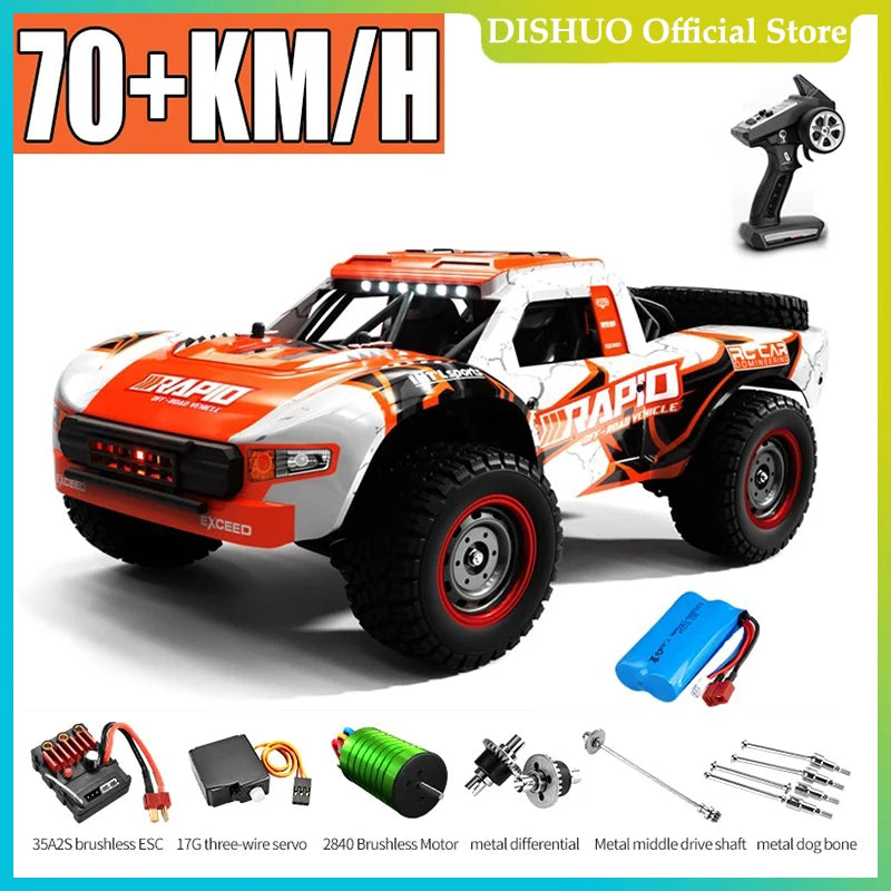 Voiture Rc tout-terrain 4x4, 50 km/h ou 70 km/h, moteur sans balais à grande vitesse, Monster Truck 1/16, voitures de course dans le désert/neige, jouets pour garçons