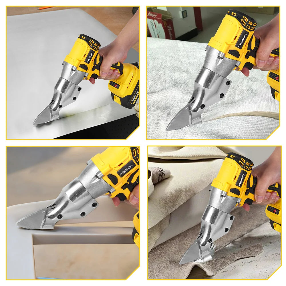 Ciseaux Électriques Sans Balais 1800W MELLWIN – Cisaille de Feuille de Fer Sans Fil, Tête Pivotante 360°, Compatible Makita 18V