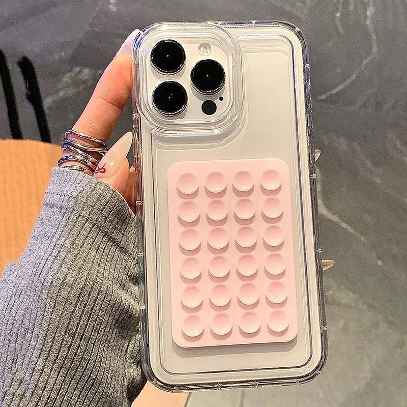 Coque transparente à ventouse 3D – Étui souple antichoc pour iPhone