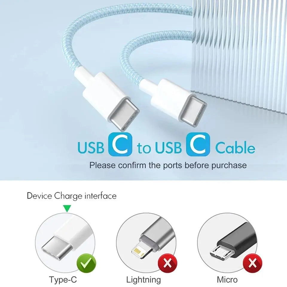 Câble PD 60W USB C vers USB Type C, Charge rapide pour iPhone 15 16 Pro Plus Pro MAX iPad, ligne de données double Type C pour Samsung S22 23