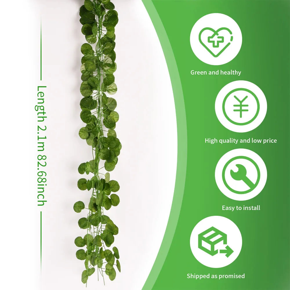 Plantes artificielles, Feuilles de Lierre Artificielles pour Décoration de Jardin, 1 Pièce, 2.1 m