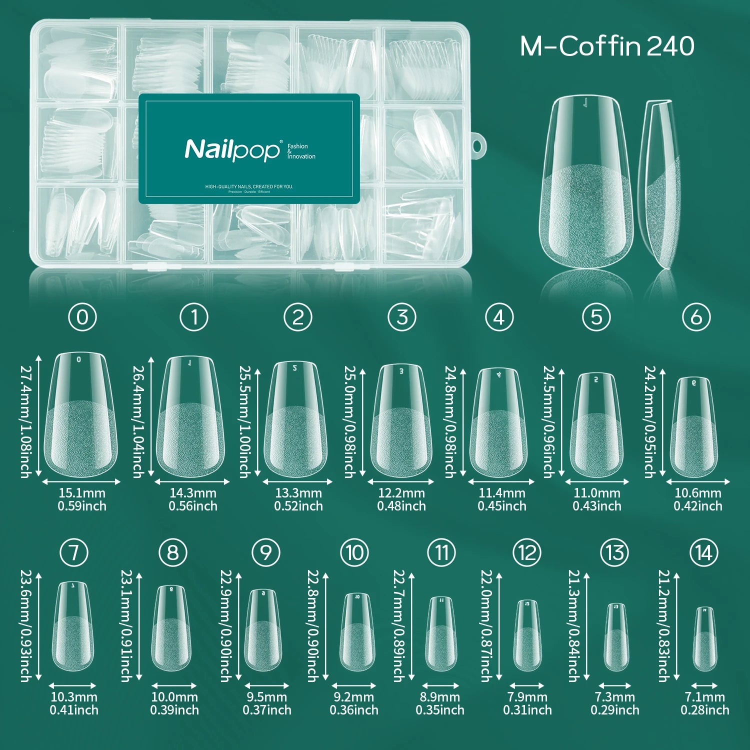 Faux Ongles Semi-Mat Amande 240 pcs