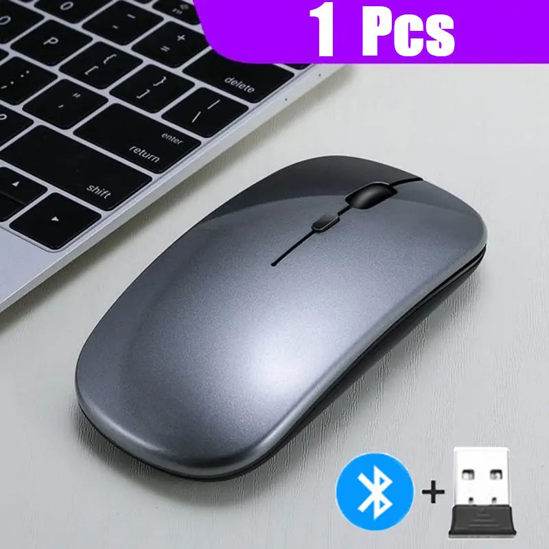 Souris sans fil 2,4 GHz + Bluetooth 5.0 pour tablette, ordinateur portable, souris sans fil ultra-fine, version à piles AAA