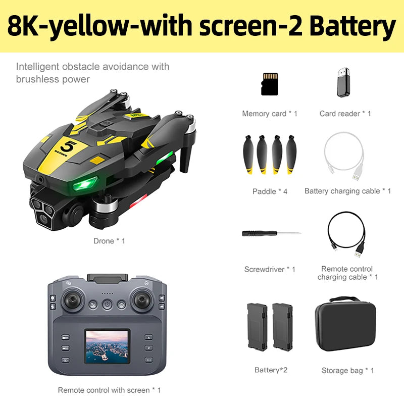 Drone FPV 8K Professionnel Xiaomi Mijia M5s, Caméra Haute Définition, Moteur Brushless (Sans Balais), Télécommande avec Écran, Vol Longue Durée, Pliable, RC