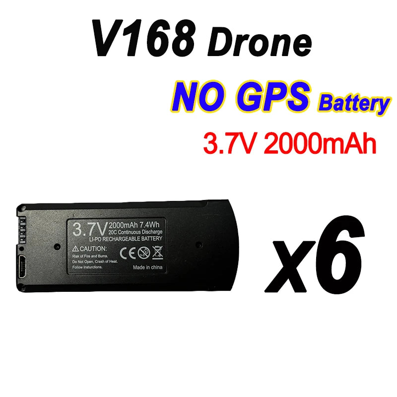 Batterie originale pour Drone à flux optique V168 6K, 3.7V, 2000mAh, pour V168 Pro NOGPS RC Quadcopter, pièces de rechange, accessoires