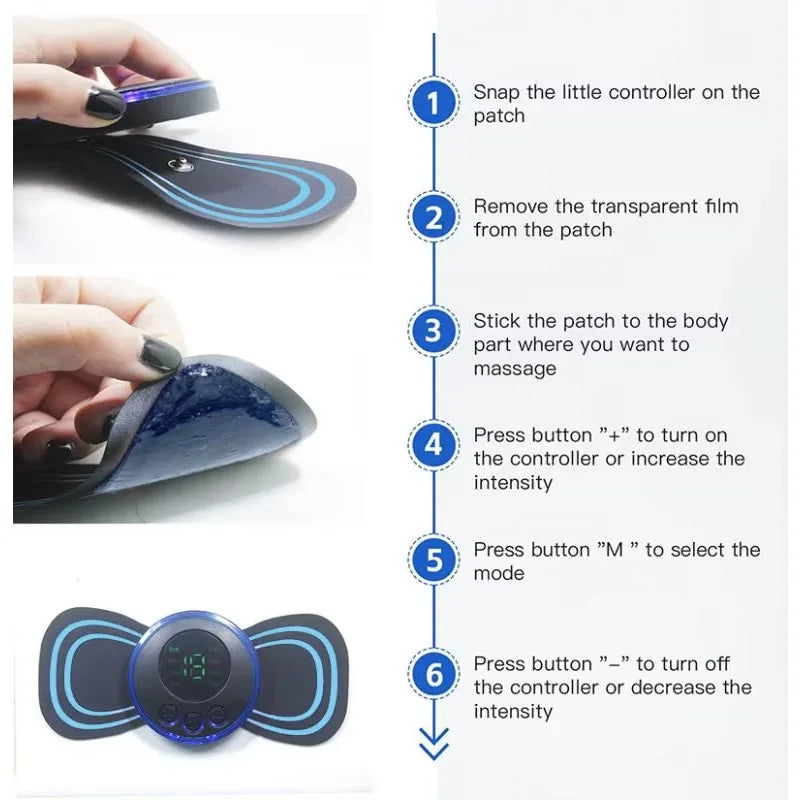 Mini masseur cervical électrique intelligent – Portable avec patch de massage et modes réglables