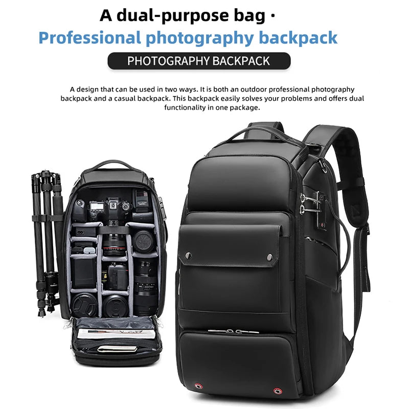 Sac à dos SUSHIMU – Double épaule pour appareil photo, étanche et antivol, grande capacité