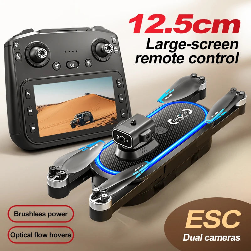 Drone S186 2025 – Double Caméra 8K HD avec Écran, Moteur Sans Balais et Évitement d’Obstacles