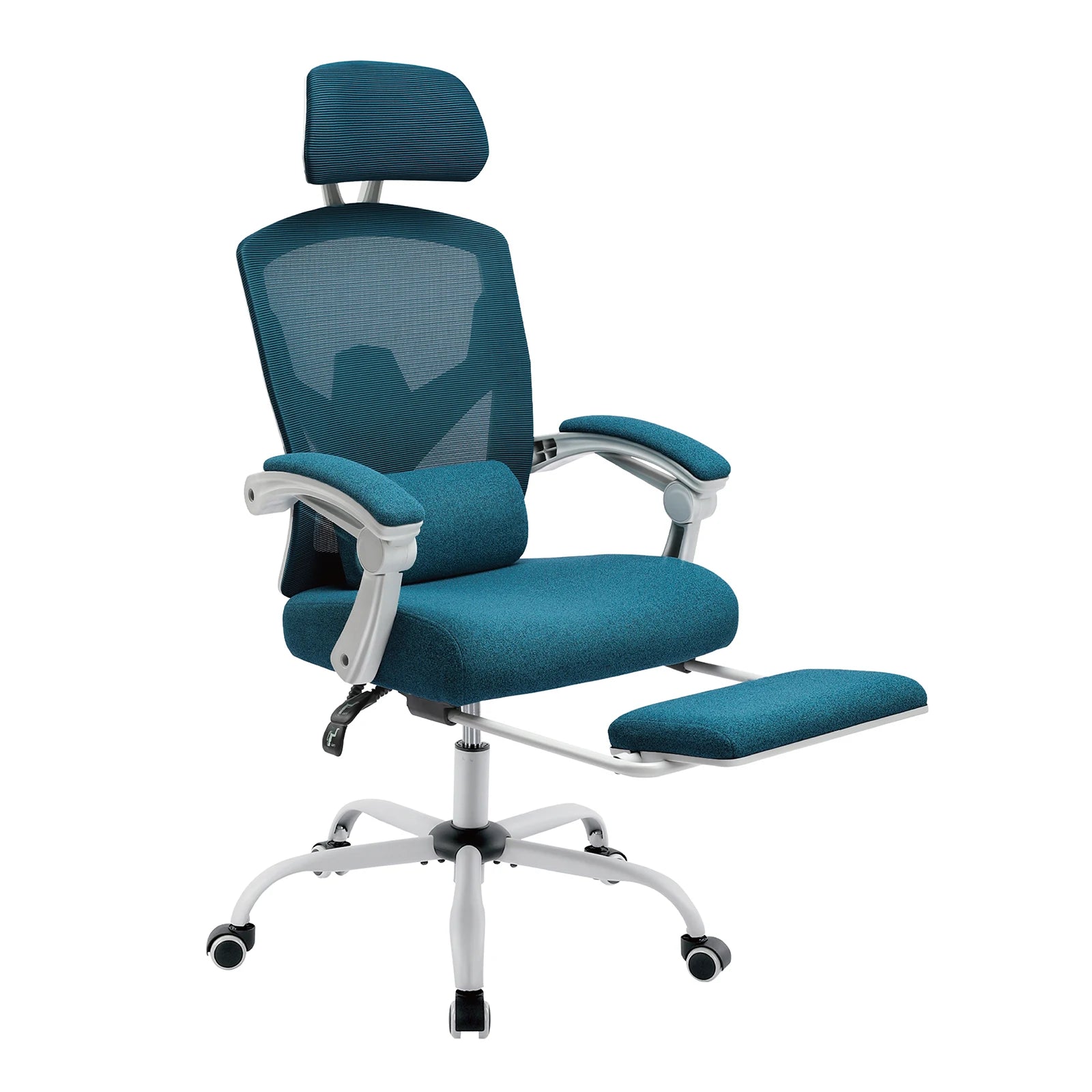Fauteuil de bureau ergonomique JHK inclinable à dossier haut en maille pour salon, bureau d'ordinateur, pivotant, roulant, avec coussin de soutien lombaire