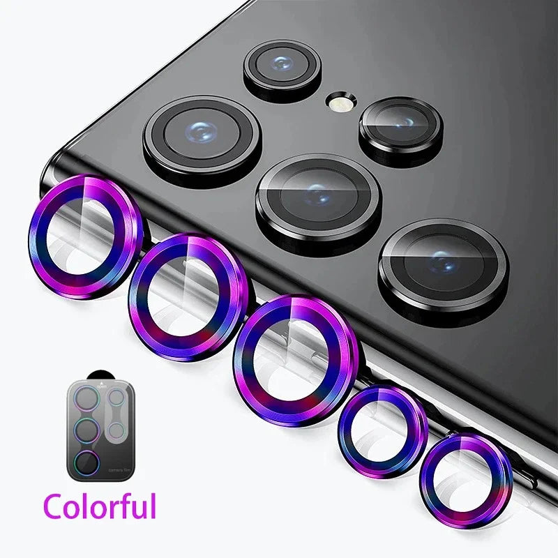 Anneau d'objectif en métal pour Samsung Galaxy S25 S24 S23 S22 Ultra Plus Z Fold 7 6 – Couvercle de protection d'appareil photo en verre trempé HD