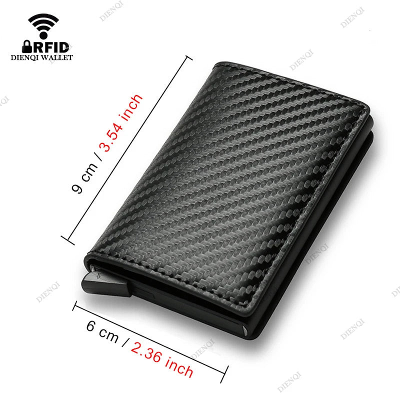 Portefeuille en aluminium fin en fibre de carbone pour homme, porte-cartes, portefeuille RFID, pop-up automatique, étui pour cartes bancaires