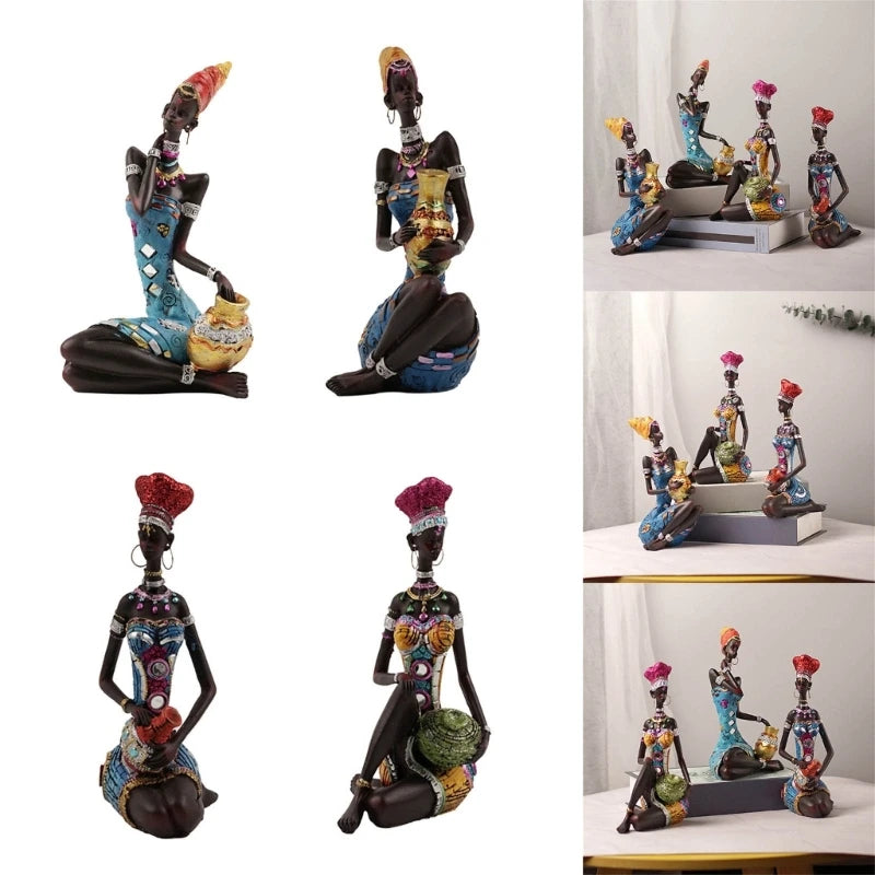 Afrikanische Kunststatuette, Kunsthandwerksdekorationen aus Kunstharz, perfekt für Zimmer, Regal, Büro