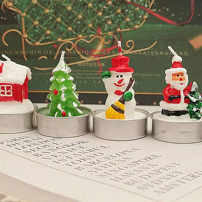 Bougie parfumée de Noël créative, Père Noël, bonhomme de neige, arbre enrichi, bougie aromatique à la cire de soja, coffret cadeau, 3 pièces par boîte