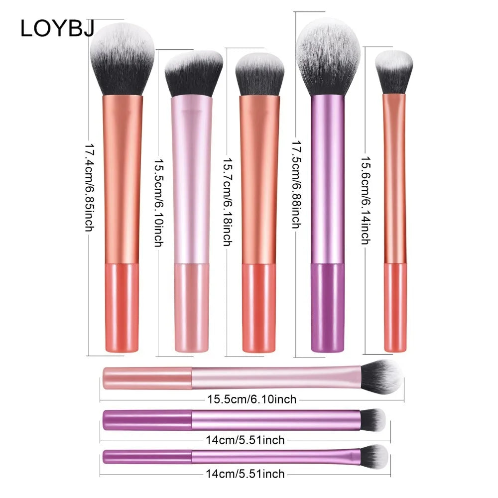 LOYBJ 8-teiliges Make-up-Pinsel-Set, Foundation, weiches Puder, Rouge, Kontur, Concealer, Lidschatten, professioneller Make-up-Pinsel